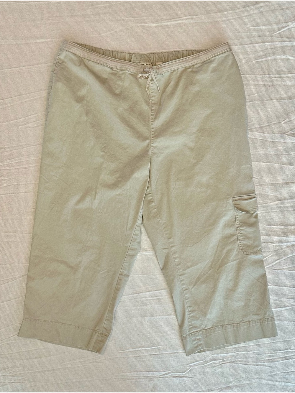 Coldwater Creek Khaki Drawstring Cargo Capri Pants Size 1X
